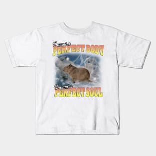 Cabybara Vintage 90s Bootleg Style Graphic T-Shirt, i want a perfect body i want a perfect soul Shirt, Funny Capybara Meme Kids T-Shirt